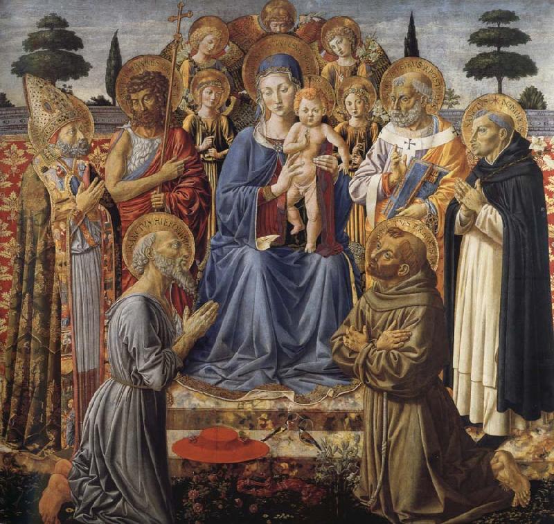 Benozzo Gozzoli The Virgin and Child Enthroned among Angels and Saints oil painting image